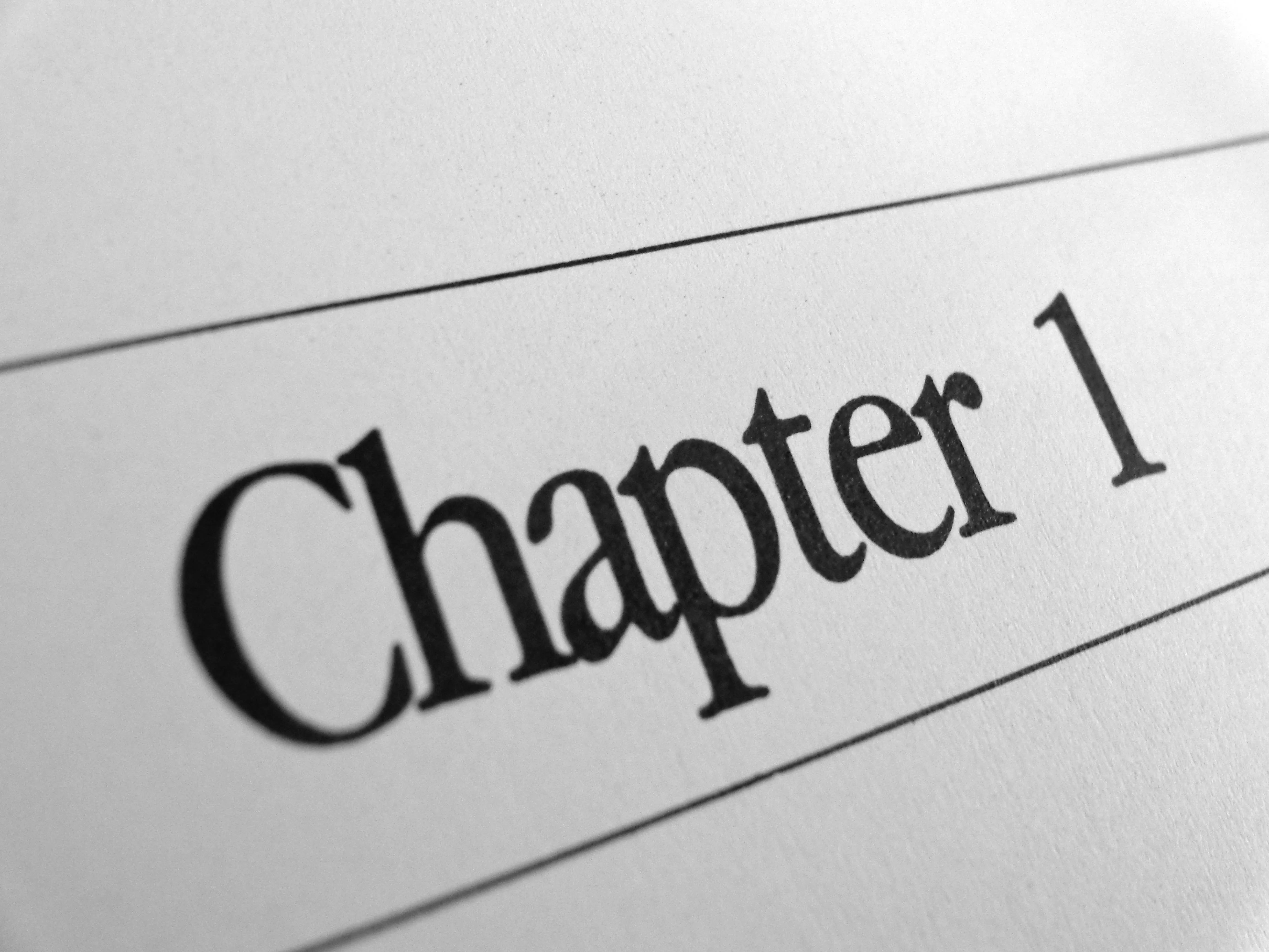 The opening page of a book, the words Chapter One ruled above and below.